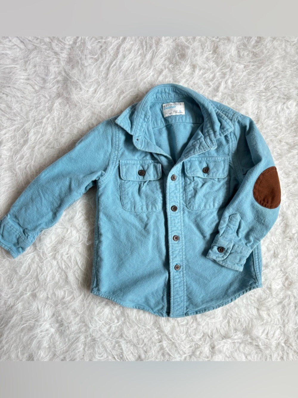 Crewcuts Toddler Boy Cozy Light Blue Flannel Button Down Shirt